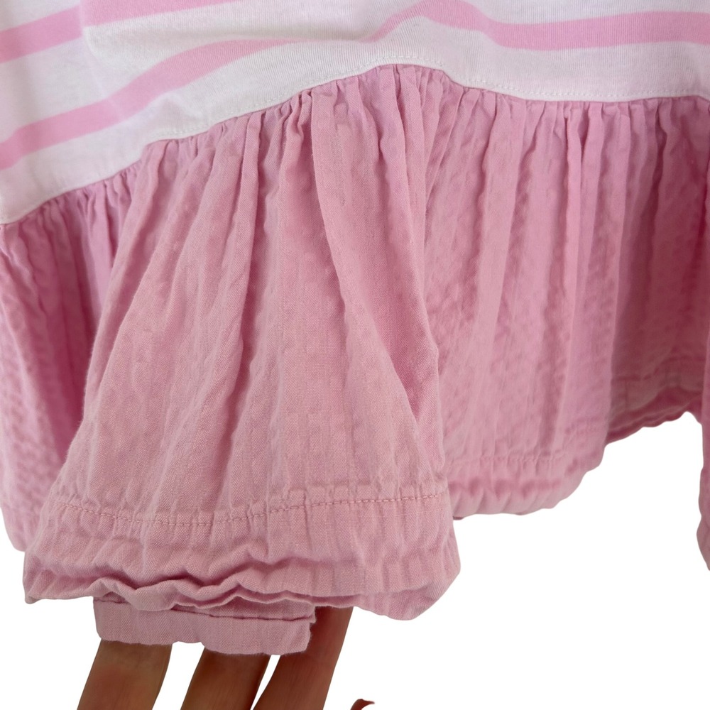 Ralph Lauren Striped Drop Waist Dress Kids 6X Pink White Seersucker Skirt Pony - Picture 6 of 9